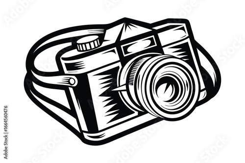 Cartoon Style Camera Character on White Background Design