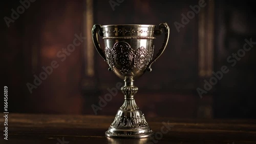 Ornate trophy on wooden table