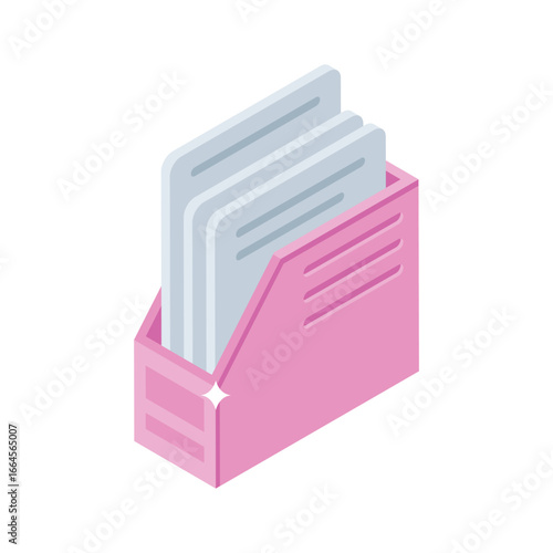 Latest isometric icon of stacked file rack box