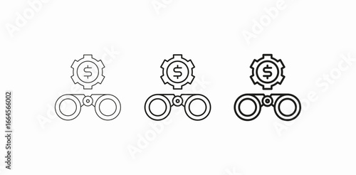 binoculars gear money icon sign vector