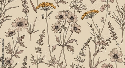 Botanical Line Art: A Delicate Floral Pattern