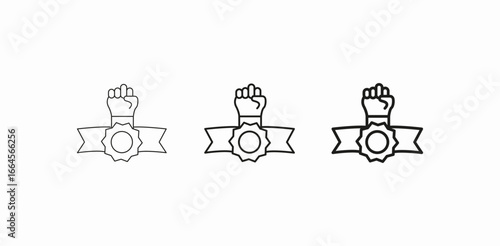 fist power ribbon icon sign vector