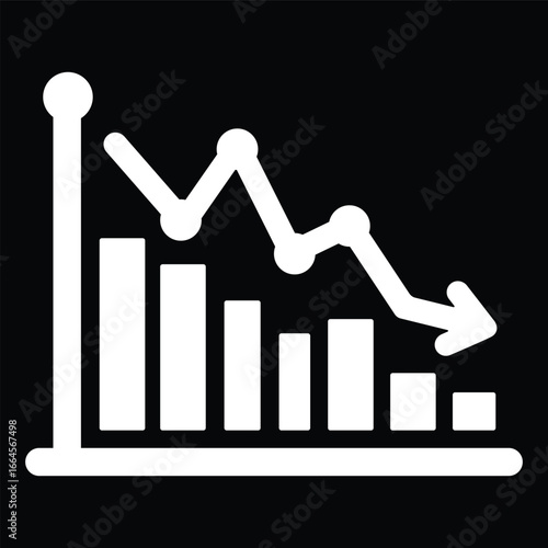 Profit loss chart with falling line icon