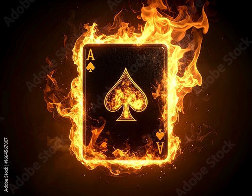 Burning Ace of Spades card