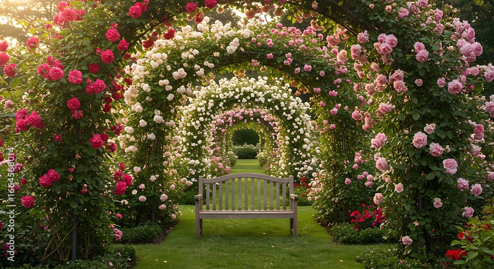 Fototapeta premium Rose Archway Reverie: A Garden's Embrace