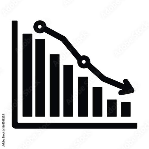 Profit loss chart with falling line icon