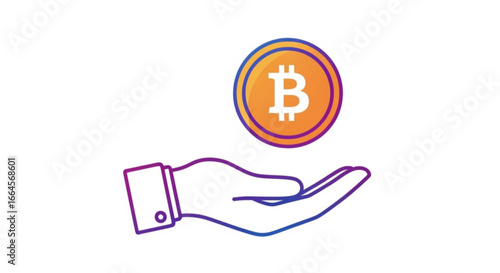 Secure Bitcoin Transactions Hand Receiving Cryptocurrency