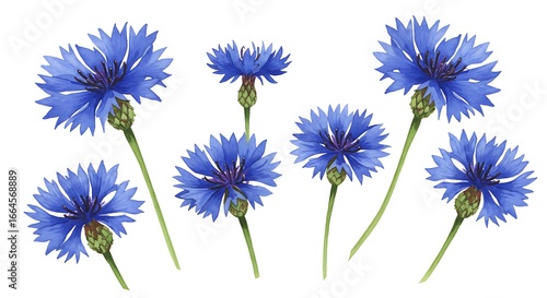 Watercolor Cornflowers: Delicate Blue Blooms