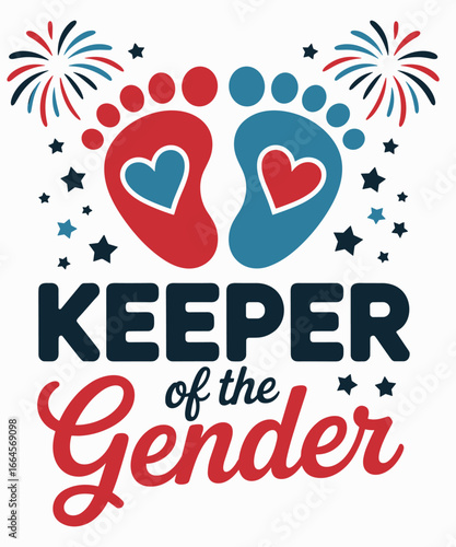 Retro Keeper Of The Gender 4th Of July Funny Gender Reveal Party