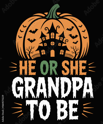 Retro Funny Halloween Grandpa He Or She Pumpkin Gender Reveal