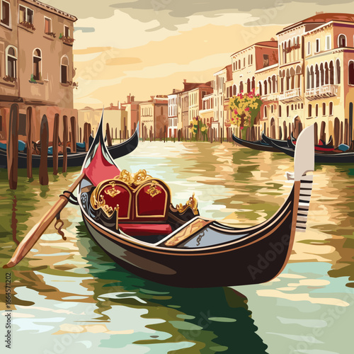 Serene Gondola Ride in Venice at Sunset