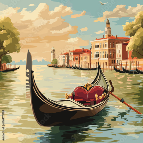 Serene Gondola Ride in Venice at Sunset