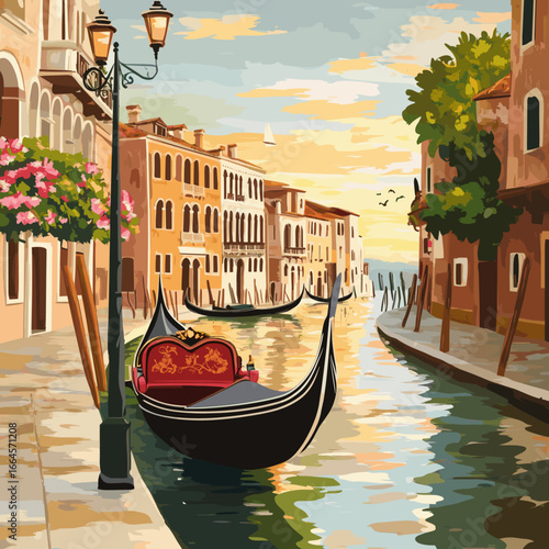 Serene Gondola Ride in Venice at Sunset