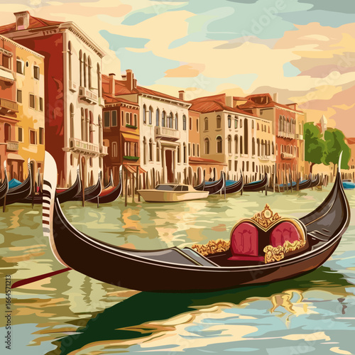 Serene Gondola Ride in Venice at Sunset