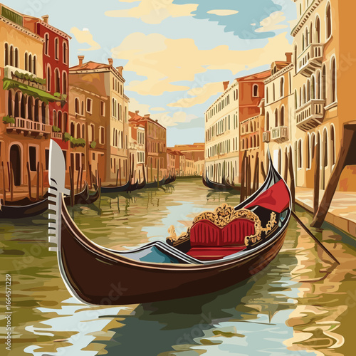 Serene Gondola Ride in Venice at Sunset
