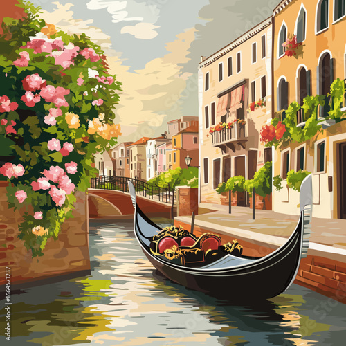 Serene Gondola Ride in Venice at Sunset