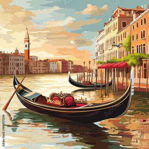 Serene Gondola Ride in Venice at Sunset