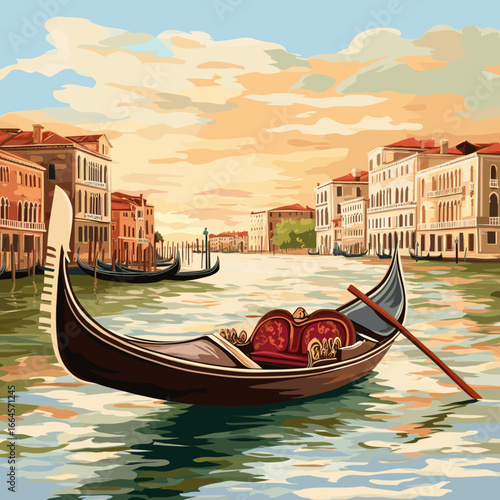 Serene Gondola Ride in Venice at Sunset