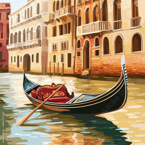 Serene Gondola Ride in Venice at Sunset