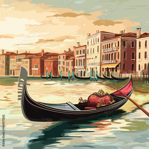 Serene Gondola Ride in Venice at Sunset