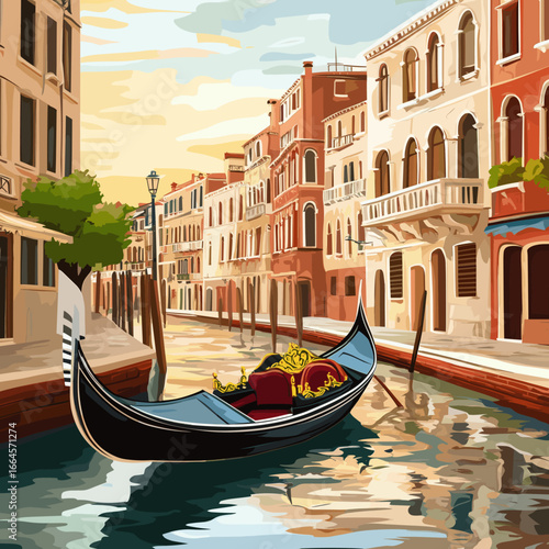 Serene Gondola Ride in Venice at Sunset