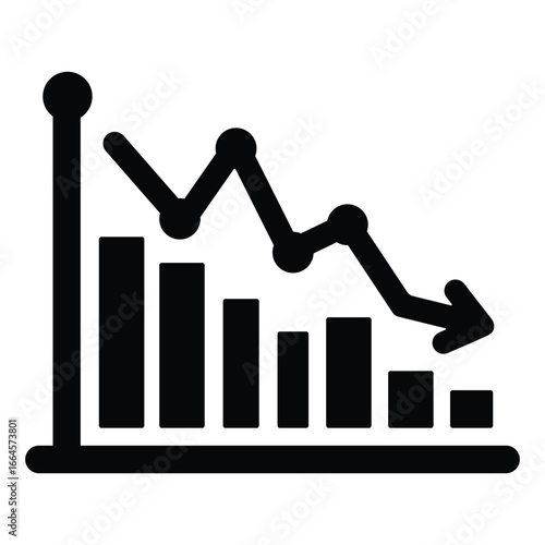 Profit loss chart with falling line icon