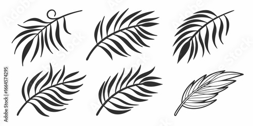 Wallpaper Mural Collection of HandDrawn Tropical Palm Leaves. Torontodigital.ca