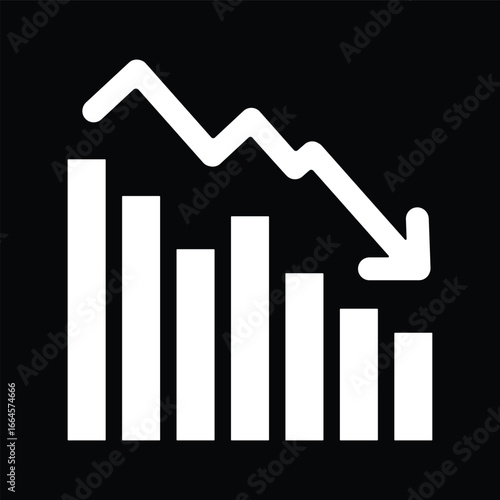 Profit loss chart with falling line icon