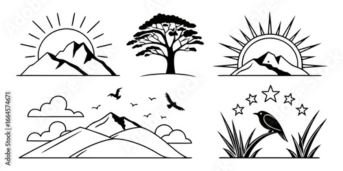 Collection of Nature and Landscape Icons.