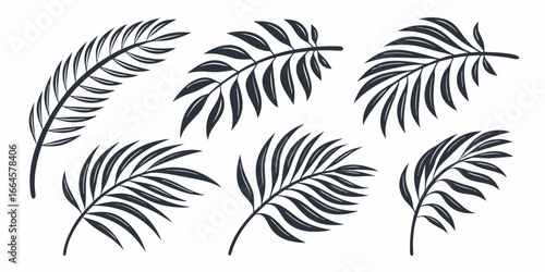 Collection of Stylized Dark Palm Leaves
