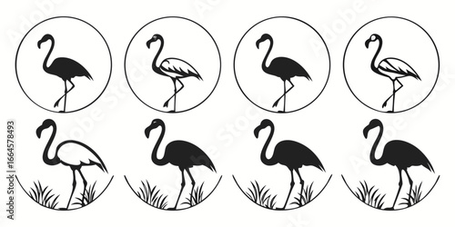 Collection of Stylized Flamingo Silhouettes
