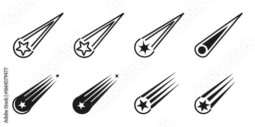 Collection of Stylized Meteor and Shooting Star Icons