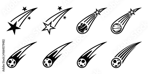 Collection of Stylized Meteor and Star Icons