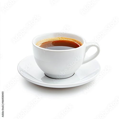 Wallpaper Mural A full cup of dark coffee in a white ceramic cup and saucer, isolated on white Torontodigital.ca