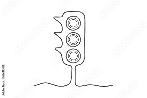 One Line Drawing of Traffic Light – Minimalist Continuous Line Vector