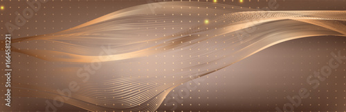 Abstract vector background. Elegant background for business presentations. Lines, point, plane in 3D space.Cryptocurrency fintech network blockchain and programming concept. Brown  background 