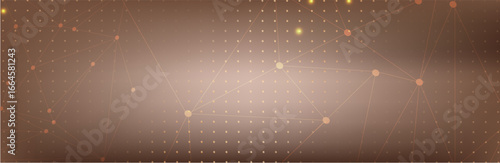 Abstract vector background. Elegant background for business presentations. Lines, point, plane in 3D space.Cryptocurrency fintech network blockchain and programming concept. Brown  background 