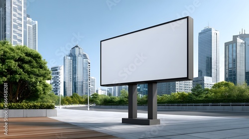 Wallpaper Mural Empty Billboard in Modern Urban Setting Surrounded by High-Rise Buildings and Greenery Torontodigital.ca