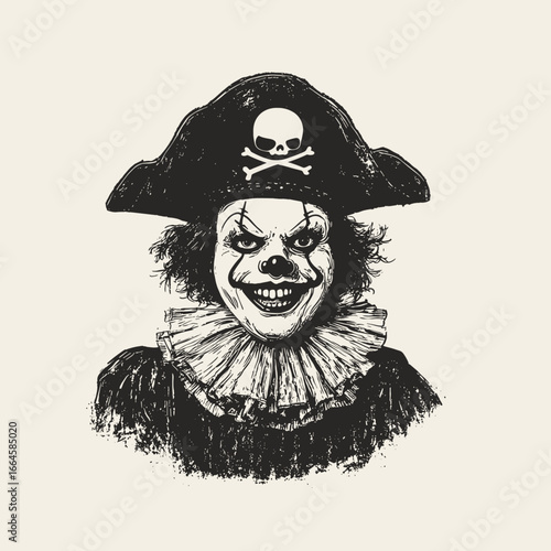 Spooky Clown Art with Pirate Theme