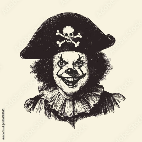 Spooky Clown Art with Pirate Theme