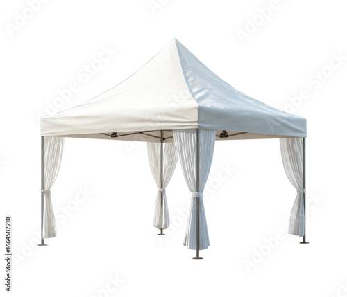 Event tent setup for gatherings backyard product showcase bright day elevated view isolated on transparent background, png