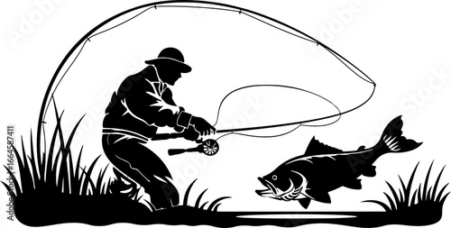 "Serene Silhouettes: The Art of Fishing at Dusk"