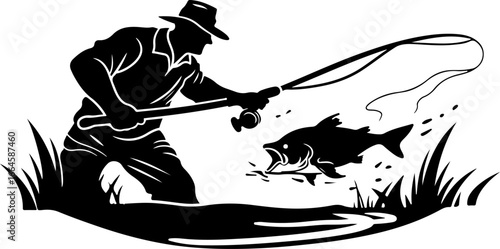 "Serene Silhouettes: The Art of Fishing at Dusk"