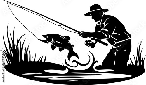 "Serene Silhouettes: The Art of Fishing at Dusk"