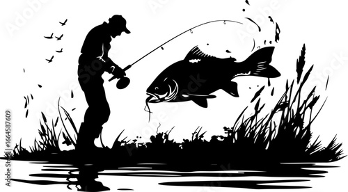 "Serene Silhouettes: The Art of Fishing at Dusk"