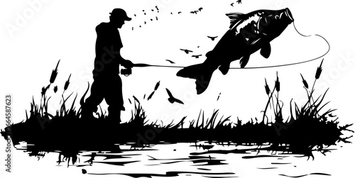 "Serene Silhouettes: The Art of Fishing at Dusk"