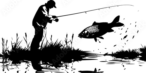 "Serene Silhouettes: The Art of Fishing at Dusk"