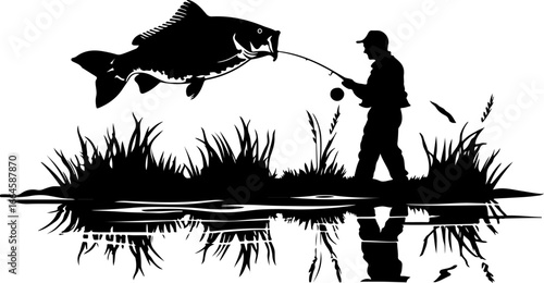 "Serene Silhouettes: The Art of Fishing at Dusk"