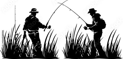 "Serene Silhouettes: The Art of Fishing at Dusk"