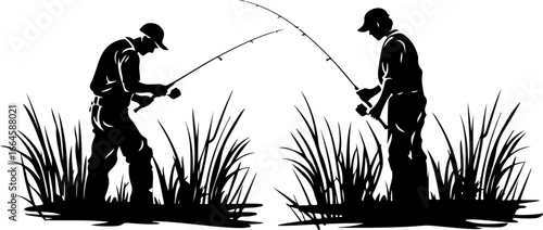 "Serene Silhouettes: The Art of Fishing at Dusk"